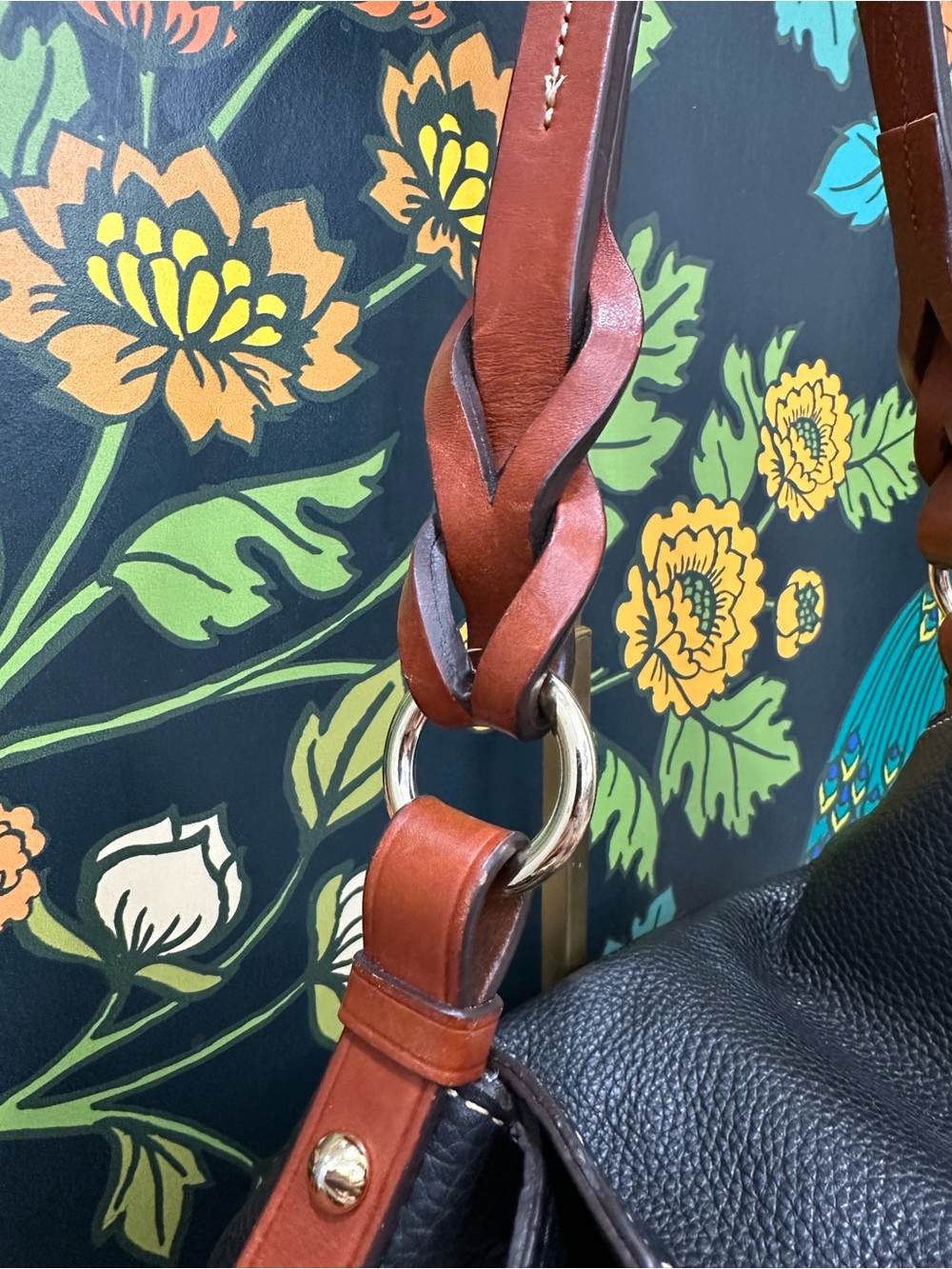 Dooney & Bourke Pebble Grain Black Leather Tassel Hobo Shoulder Bag w/ Dust Bag - Picture 8 of 15